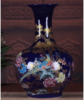 釉藍色 玉蘭花 大花瓶 釉藍色 玉蘭花 大花瓶
